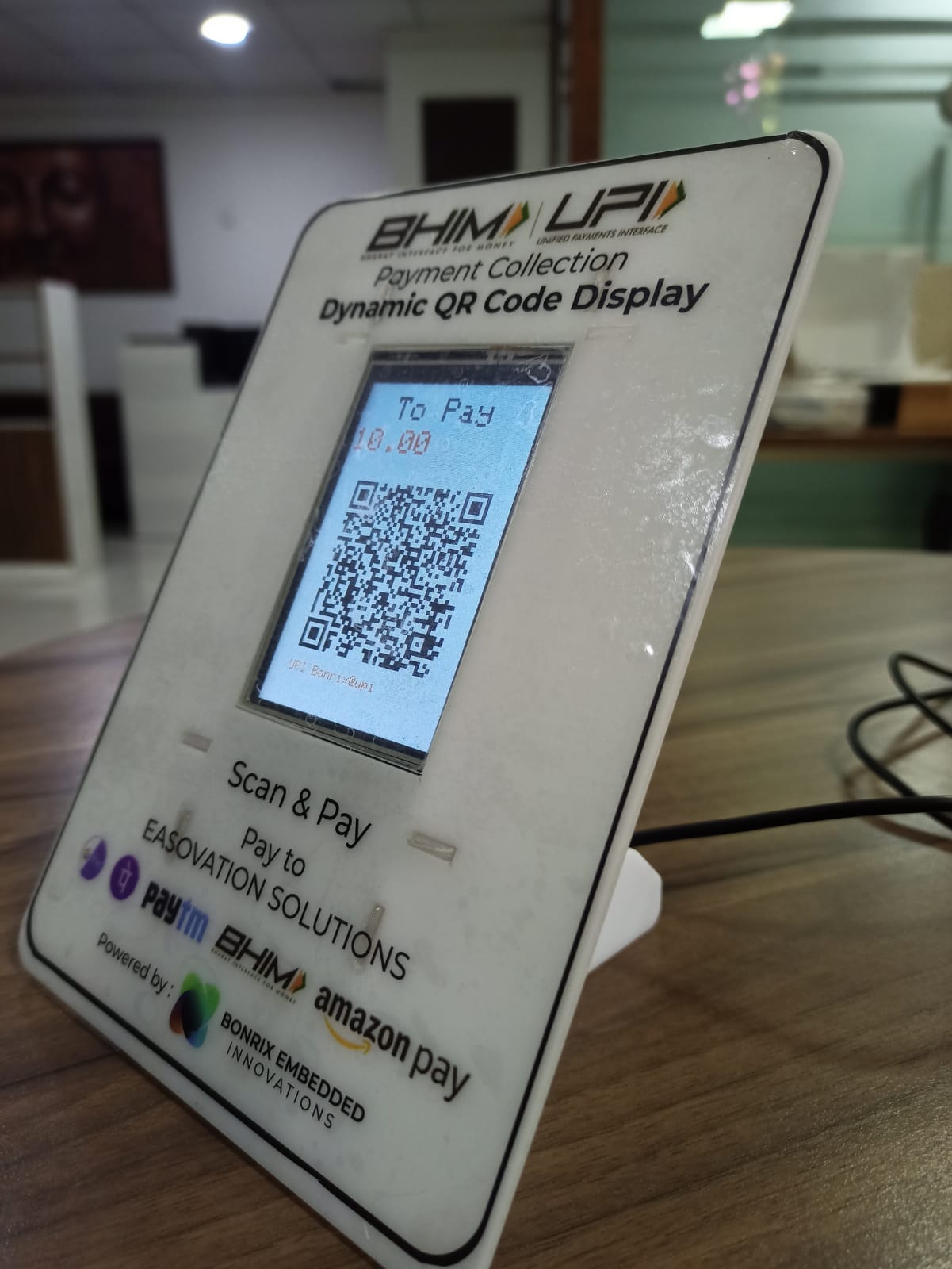 3.5 inch WiFi Dynamic QR Code Display ( BEI-CFD-001-WIFI), Resolution: 320  X480 at Rs 1750/piece in Ahmedabad